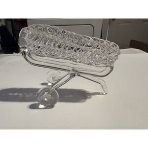 Vintage Spun Glass Golf Cart Figurine Woven Clear Glass Golfing Decor Sculpture